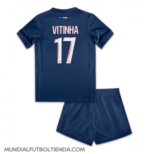 Camiseta Paris Saint-Germain Vitinha #17 Primera Equipación Replica 2024-25 para niños mangas cortas (+ Pantalones cortos)